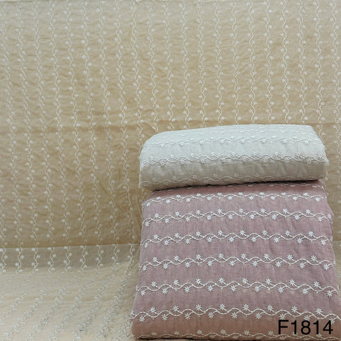 Thread Sequins Embroidered Chanderi Silk fabric-F1814